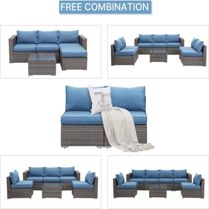 English Elm 59.8"width Outdoor Pe Rattan Modular Loveseat Set with Weather Resistant Cushions B082P455123