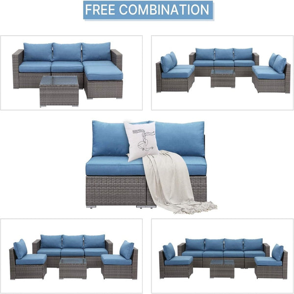 English Elm 59.8"width Outdoor Pe Rattan Modular Loveseat Set with Weather Resistant Cushions B082P455123