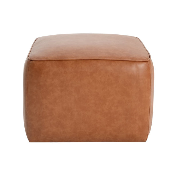 English Elm Upholstered Square Pu Leather Ottoman with Foam Seating for Modern Living Rooms N757P414086T