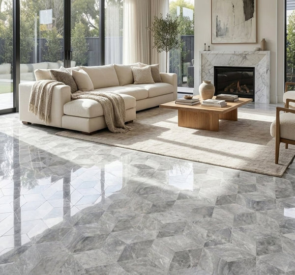 English Elm Hexagon Carrara Gray Polished Marble Floor Wall Tile Spa Inspired Natural Stone W1696P262337
