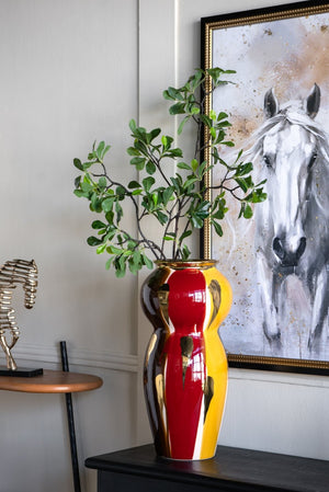 English Elm 10x10x20.9" Tall Ceramic Floor Vase Abstract Glazed Sculptural Accent for Console Shelf W2078P445038