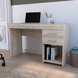 English Elm Austin Writing Computer Desk with Two Drawers and Cabinet, Spacious Legroom, Open Shelf, Durable Particleboard Gray 51 L x 21 W x 6 H B128P148866