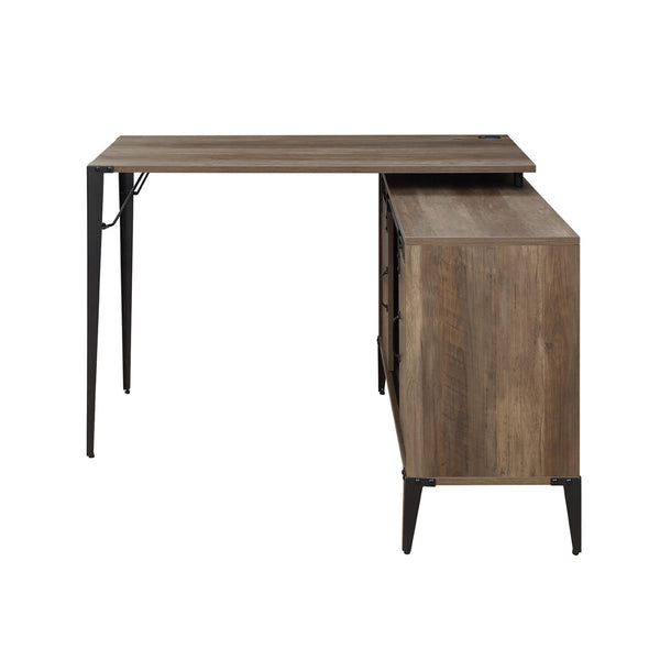 English Elm L-Shape Industrial Writing Desk with Side Cabinet and Sliding Doors for Organized Workstation and Cable Management Black,Oak,Rustic B016P317516