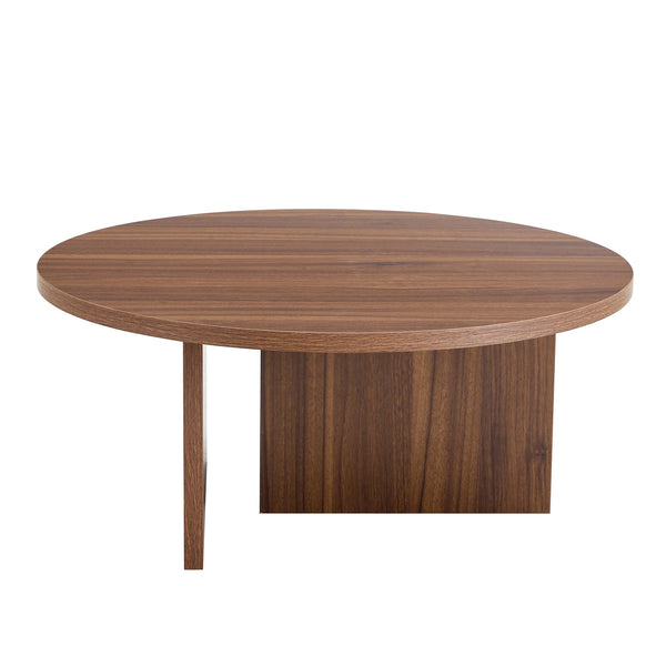 English Elm Versatile MDF Round Coffee Table with Modern Minimalist Nordic Design, Durable Scratch-Resistant Top Walnut W3226P278925