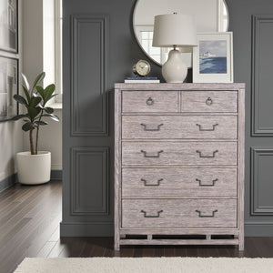 English Elm Fusion Oak Veneer Five Drawer Chest Soft Close Storage Antique Brass Bedroom Dresser B108P411436