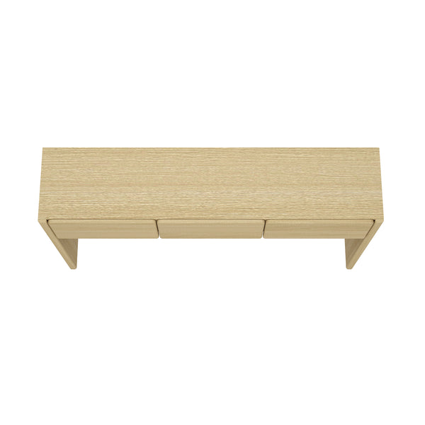 English Elm Linda Modern Console Table with 3 Spacious Drawers, Sleek Hardware-Free Design, Natural Grain Texture Oak B365P398092