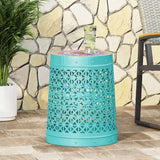 Christopher Knight Home® - Noble House - Cranbrook Outdoor Lace Cut Side Table with Tile Top