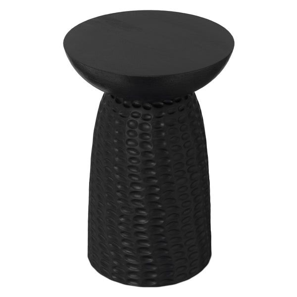 English Elm Boyd Hand-carved Solid Mango Wood Accent Table with White Finish for Modern Living Black B136P414667