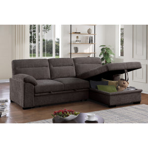 English Elm Chenille Reversible Sectional Sofa with Ottoman — Plush Tufted Chenille, Eucalyptus Frame Comfort Retreat Brown B016S00044