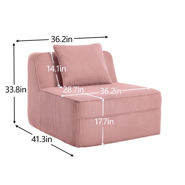 English Elm Martha Armless Corduroy Sofa Deep Seat Lounge Design with Cloud Comfort Pillows Pink W3041P353185