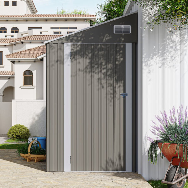 English Elm Campcraft Metal Storage Shed with Sloped Roof Ventilation and Weather Resistant Steel Panels Dark Gray W1598S00046
