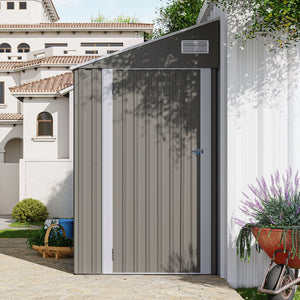 English Elm Campcraft Metal Storage Shed with Sloped Roof Ventilation and Weather Resistant Steel Panels Dark Gray W1598P283837