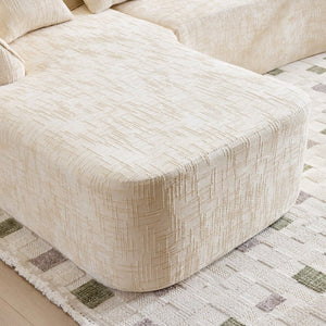 English Elm Beige Chenille L-shaped Sectional Sofa with Chaise Deep Seating and Curved Armrests Beige W3612S00017