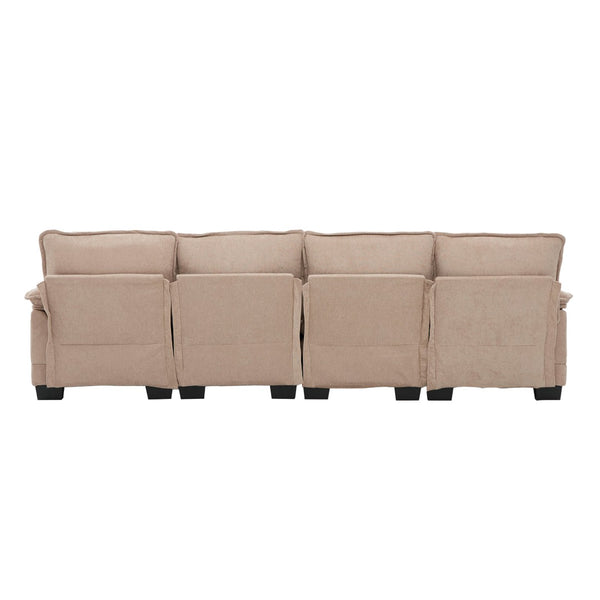 English Elm United We Win U-Shaped Chenille Sectional Couch, 4-Seat Modular Sofa With Memory Foam & Storage W1568S00219-GIGA
