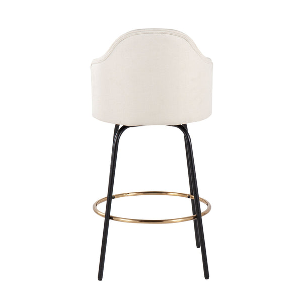 English Elm Ahoy Contemporary Counter Stool Set Of 2 With Black Metal Legs And Gold Footrest For Modern Spaces B202S00148