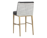 Joplin Bar/Counter Stool - Antique Brass, Milliken Charcoal / Vera White Pepper 111642  Sunpan