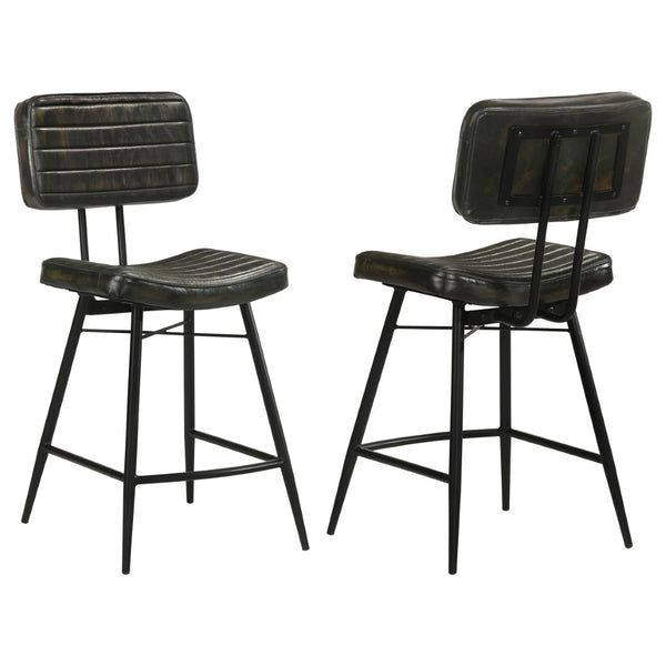 English Elm Senko Leather Channel Tufted Counter Stools with Iron Frame for Bar or Kitchen Set of 2 Antique Espresso B062P447997