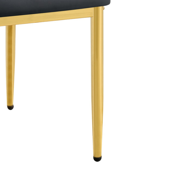 English Elm Table and Chair Set Oval Tempered Glass Top with Gold Base Glam Dining Room 7 Piece Black+Gold,Transparent W1151S04726