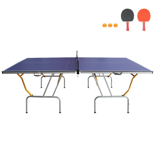 English Elm 8ft Foldable Ping Pong Table Aluminum Frame Indoor Game Set with Paddles Net Balls W1408P155353