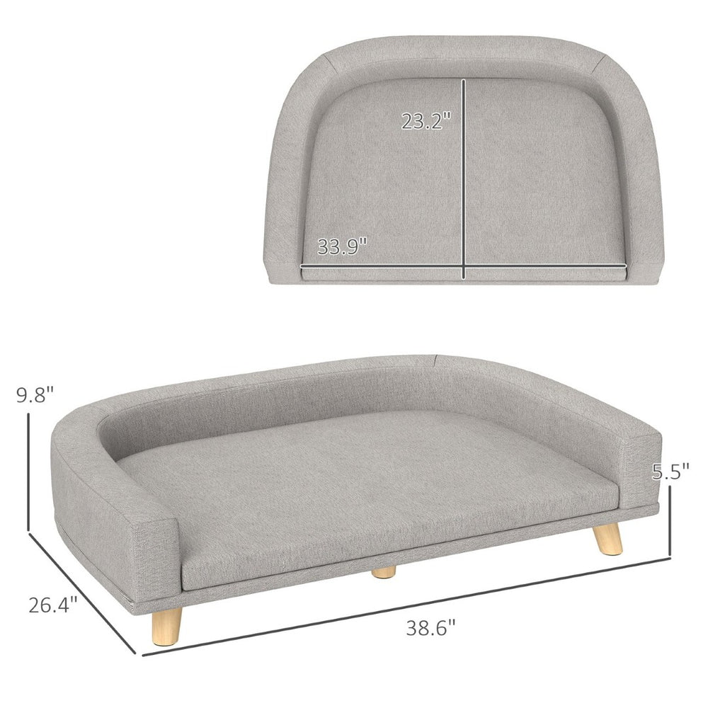 English Elm Pet Sofa Bed with Removable Washable Cushion Foam Padding and Pine Wood Legs T3971P407074