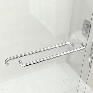 English Elm 44" Semi-frameless Double Sliding Shower Door Brushed Gold Tempered Glass Walk-in W1920P385301