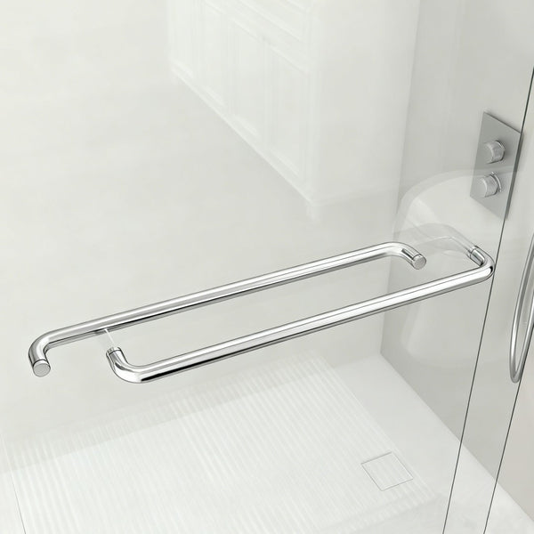English Elm 44" Semi-frameless Double Sliding Shower Door Brushed Gold Tempered Glass Walk-in W1920P385301