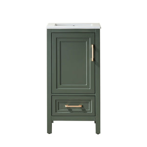 English Elm Fully 18" Freestanding Single Bathroom Vanity with Waterproof 5-Layer Paint, Open Back and Dual Handles Green W1826P351747