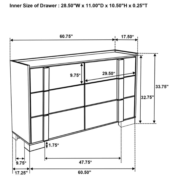 English Elm Lincoln Eastern King Bedroom Set with Led Headboard Two-tone Wood and White Panels B062S01564