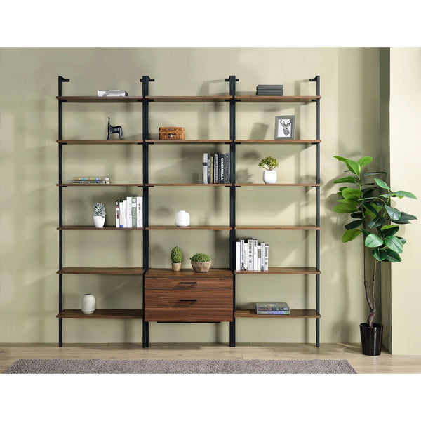 English Elm Christy 96" Walnut Six-Shelf Open-Back Wall Bookshelf — Modern Minimalist Storage for Books & Decor B062P299813