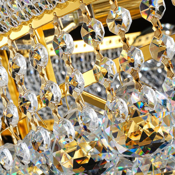 English Elm Grand Grand Gold Crystal Chandelier 48" 3-Tier Empire, 42 E12 Warm LEDs, 680 K9 Crystals, 79" Chain W2869S00005