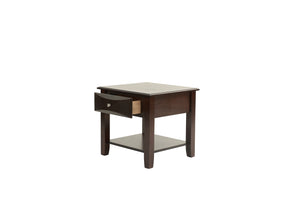 English Elm Simple Contemporary End Table with Walnut Veneer Top and Solid Rubberwood Legs, Square 22" Accent Table Antique Black,Espresso 11 L x 24 W x 27 H HSESF00F6388