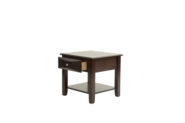 English Elm Simple Contemporary End Table with Walnut Veneer Top and Solid Rubberwood Legs, Square 22" Accent Table Antique Black,Espresso 11 L x 24 W x 27 H HSESF00F6388