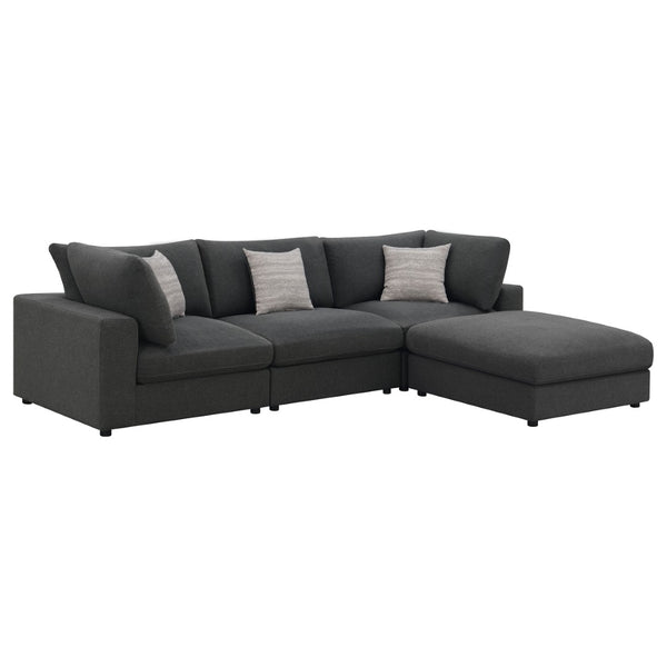 English Elm Rhette Charcoal 4-Piece Modular Sectional Set With Ottoman - Stylish Comfort & Versatile Design B062S00996-GIGA