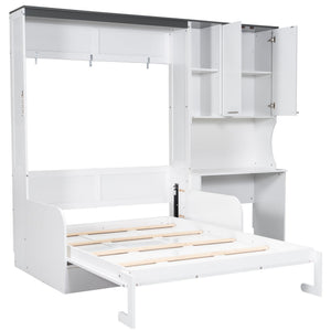 English Elm Multi-Functional Murphy Bed With Sofa, Desk & Storage – Stylish Space-Saving Design For Modern Living N7090000605K