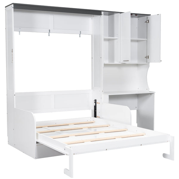 English Elm Multi-Functional Murphy Bed With Sofa, Desk & Storage – Stylish Space-Saving Design For Modern Living N7090000605K