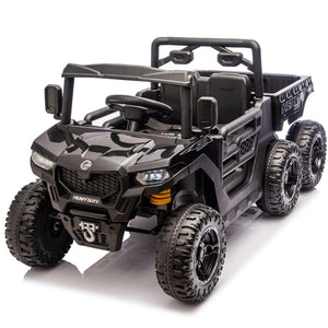 English Elm 24v 400w Six Wheel Kids Electric Dump Truck 4wd Remote Control Ride on Toy Black W1578P353176