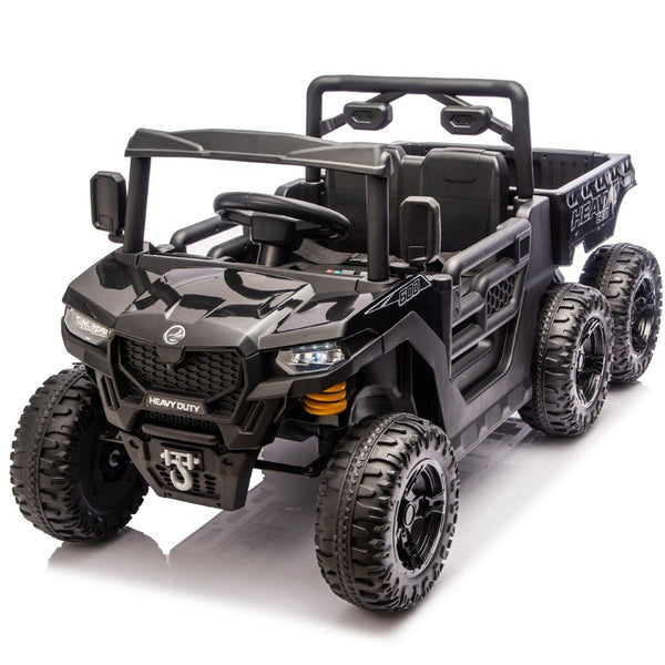 English Elm 24v 400w Six Wheel Kids Electric Dump Truck 4wd Remote Control Ride on Toy Black W1578P353176