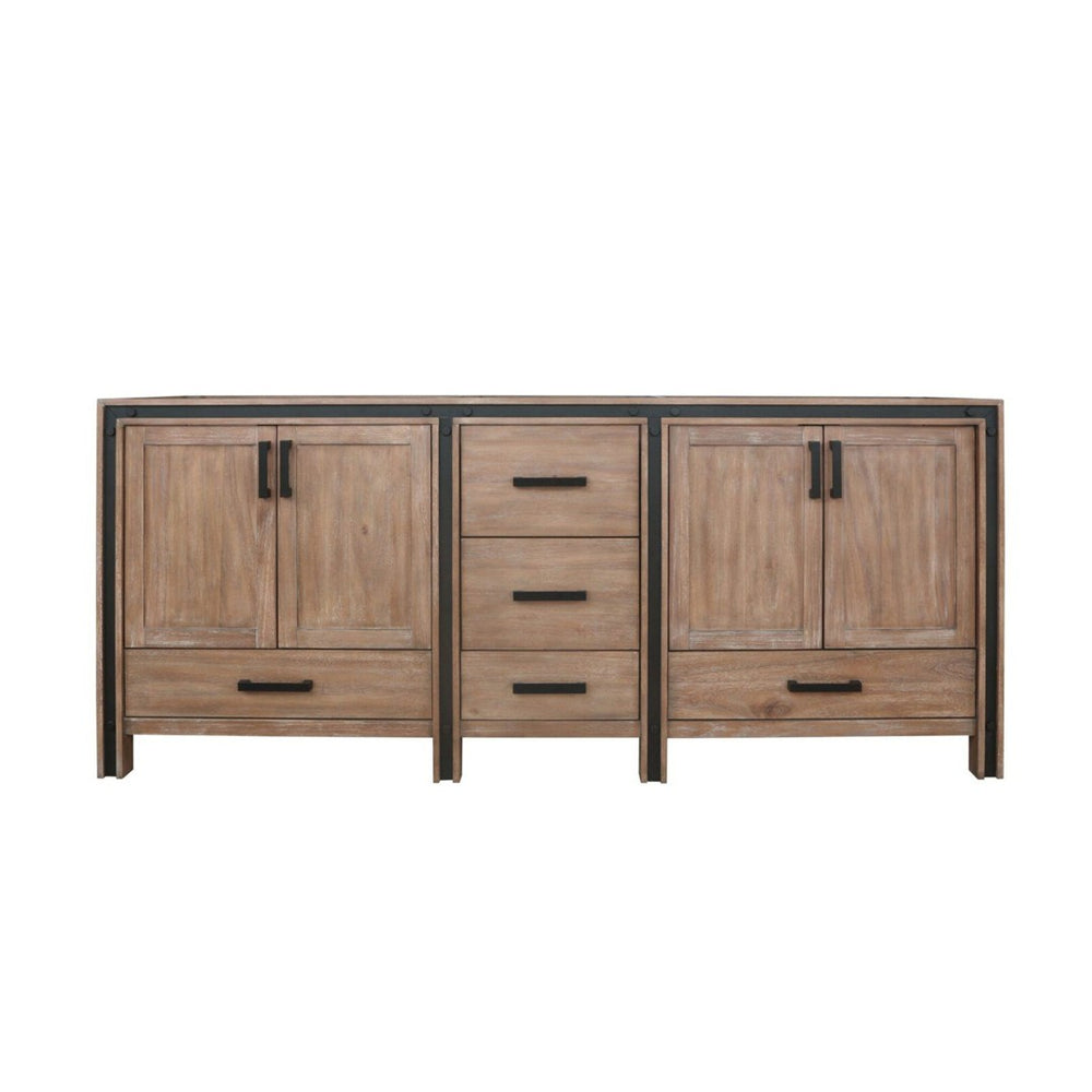 English Elm Rustic Barnwood Double Bath Vanity – 80" W, Farmhouse Charm With Ample Storage & Quick Setup! B2731P260744-GIGA