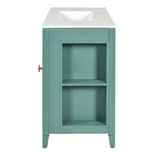 English Elm 36-inch Modern Bathroom Vanity Pine Frame Ceramic Sink 3 Drawers Glass Door Cabinet N710P223192F