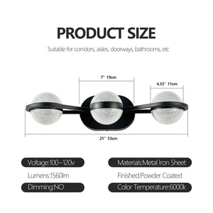 English Elm Bathroom Vanity Light - Modern 3-Bulb Led Fixture With Crystal-Sand Acrylic Shades For Elegant Spaces W2312P374862