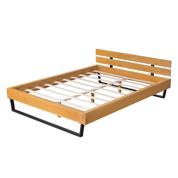 English Elm Christopher Knight Home® - PINE Wood Bed Frame King Size with Pine Grain & Black Iron Accents, Industrial Modern Durability Black+Natural N770P270091N_N770P270092N
