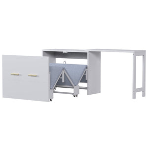 English Elm Twin Size Murphy Cabinet Bed With Adjustable Desk - Space-Saving Gray Chest Dresser For Guests N733P272603E-GIGA