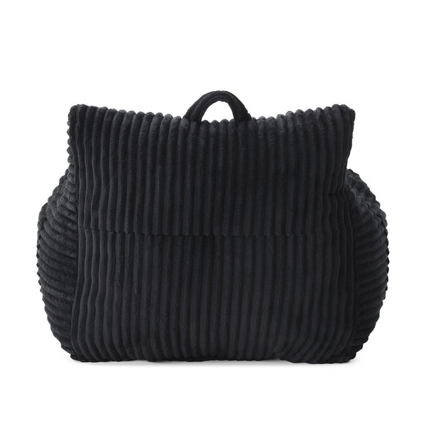 English Elm Giant Plush Bean Bag Chair with Armrests and Footstool for Ultimate Comfort, Durable Corduroy Lounge Sofa Black W1117P309394