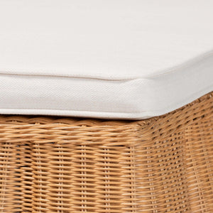 English Elm Scallop Handwoven Rattan Square Ottoman Sculptural Wicker Footrest for Bohemian Living Rooms B2750P467862