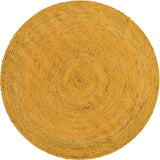 Unique Loom Braided Jute Dhaka Hand Braided Solid Rug Yellow,  5' 1" x 5' 1"