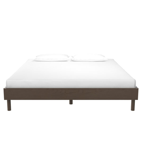 English Elm Cologne Low Profile King Bed Rubberwood Oak Veneer Rustic Bedroom Platform Frame B2733P436554