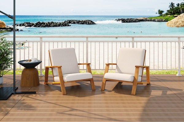 English Elm Christopher Knight Home® - Patio Lounge Chairs Set Of 2 – Weather-Resistant Acacia Wood With Beige Cushions For Outdoor Comfort N779P291591T-2