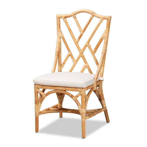 English Elm Modern Handwoven Rattan Dining Chair with Removable Cushion for Coastal Spaces B2750P470027
