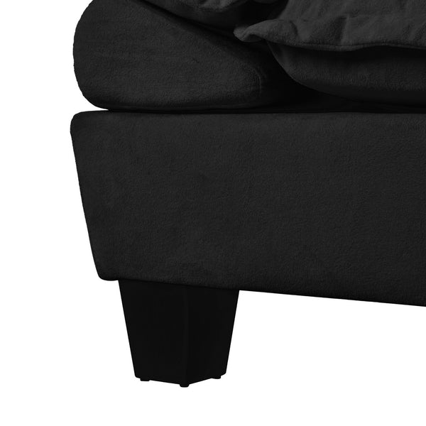 English Elm Modular U-shape Chenille Cloud Sectional with Sculptural Sailboat Arms Six Seats Black W3163S00127