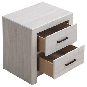 English Elm Brantford Barrel 2-Drawer Nightstand with Rustic Barrel Finish, Matte Bronze Handles, Ample Storage White B062P344907